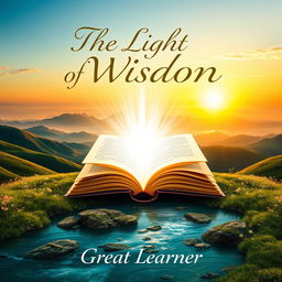 A stunning book cover design for 'The Light of Wisdom: Illuminating the Spiritual Path' by Great Learner