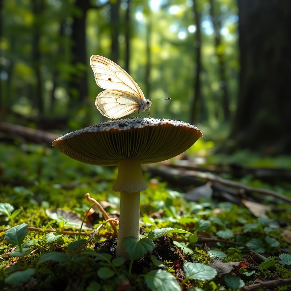 A toxic mushroom with a sticky black mucosa standing out on a verdant forest floor