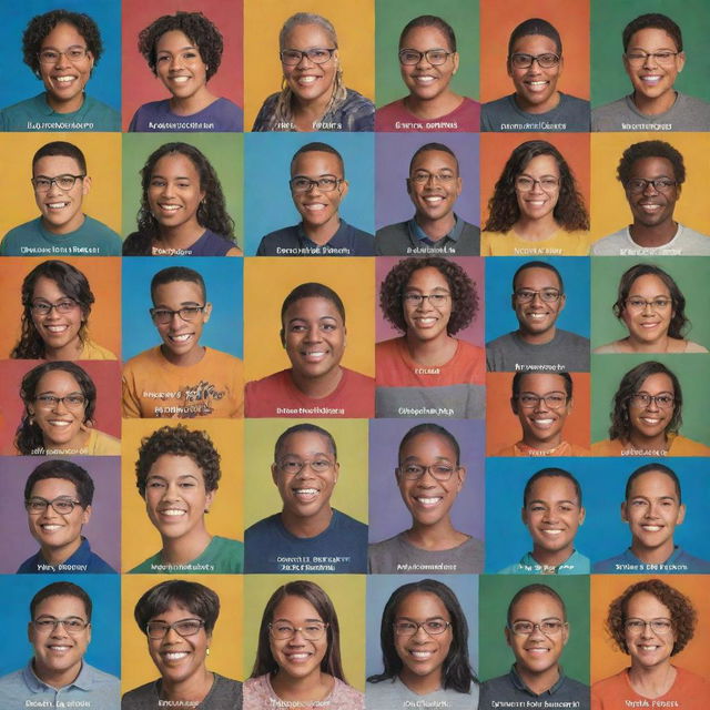 An inspirational poster displaying diverse individuals with disabilities achieving greatness, embodying strength, resilience, and determination. Use bold, empowering colors and include motivational words.