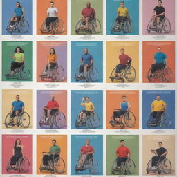 Update the inspirational poster featuring a diverse group of people with disabilities, now portrayed in different activities. Emphasize their technical abilities, athletic prowess, artistic talents, and intellectual strengths