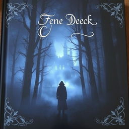 A dark and captivating book cover featuring a misty, eerie forest at night