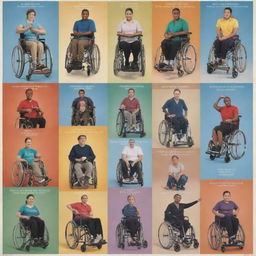 Update the inspirational poster featuring a diverse group of people with disabilities, now portrayed in different activities. Emphasize their technical abilities, athletic prowess, artistic talents, and intellectual strengths