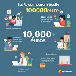 Five job opportunities that can help generate 10,000 euros, displayed in an engaging infographic style