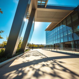 A stunning architectural scene featuring elegant shadows cast by a modern building