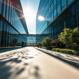 A stunning architectural scene featuring elegant shadows cast by a modern building