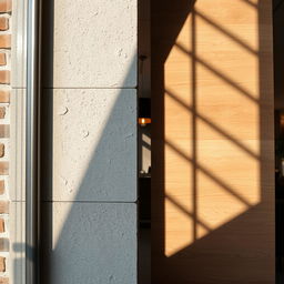 A close-up perspective of modern interior architecture showcasing intricate textures and elegant shadows