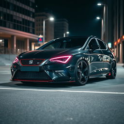 A sleek 2017 Seat Leon Cupra in a deep black finish with striking red details