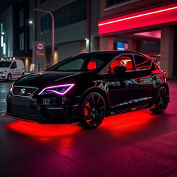 A stunning 2017 Seat Leon Cupra in a deep black color with striking red details