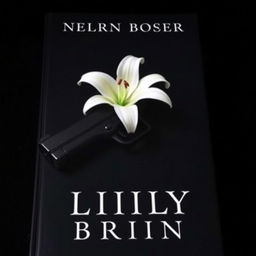 A dark book cover featuring a sleek, black handgun elegantly resting next to a single, pristine white lily