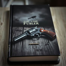 A dark and moody book cover featuring a vintage pistol resting on a weathered wooden table