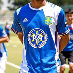 A vibrant and stylish sports jersey featuring the logo of Politeknik Negeri Padang prominently displayed on the front