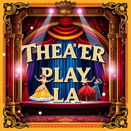 A vibrant and eye-catching theater poster featuring an intricate design that showcases a dramatic stage scene