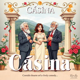 A theatrical poster for a Greco-Latin theater production titled 'Cásina'