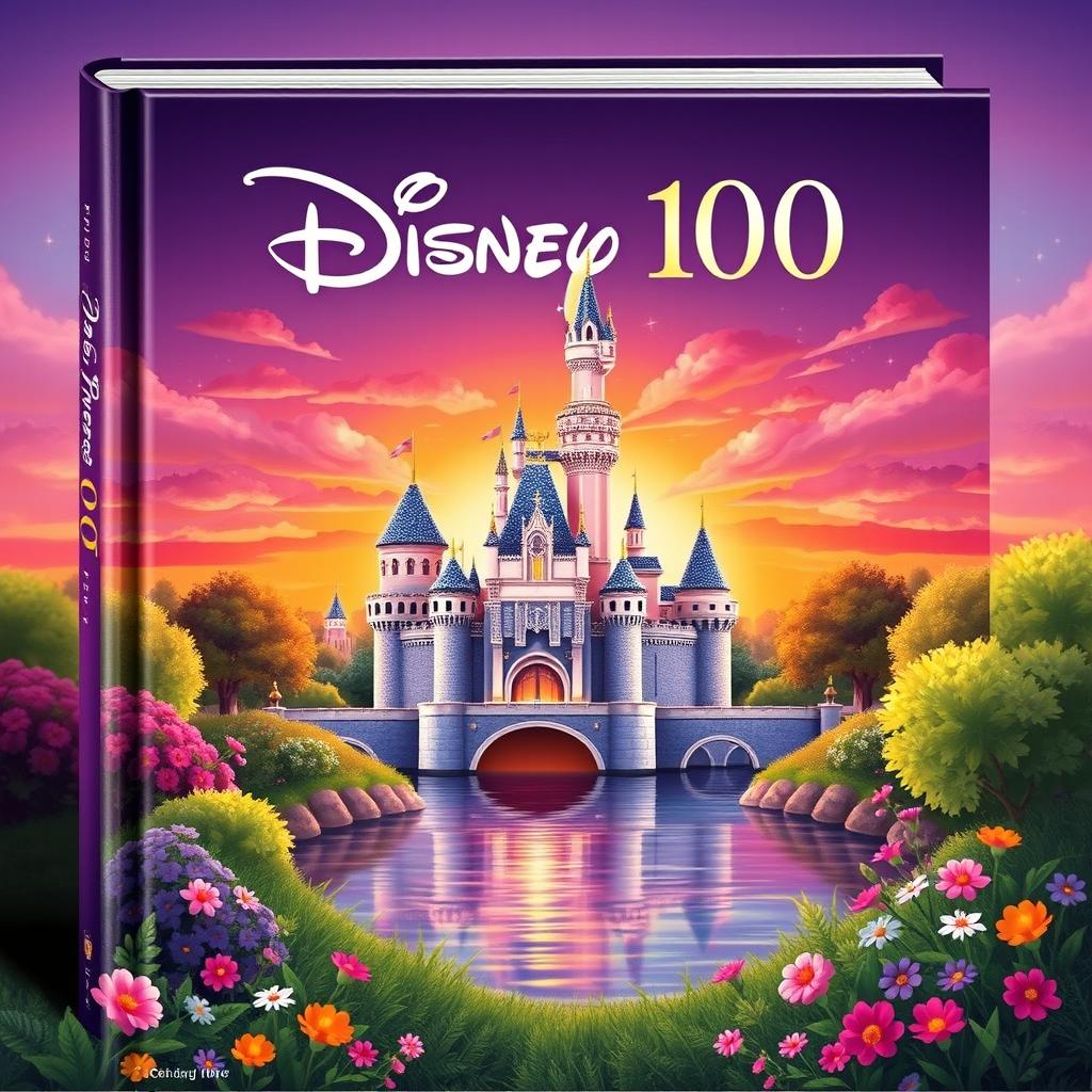 A whimsical and enchanting book cover design celebrating 'Disney 100'