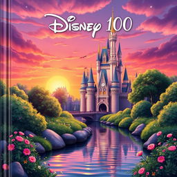 A whimsical and enchanting book cover design celebrating 'Disney 100'