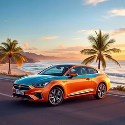 A Nomad car parked on a scenic coastal road, with stunning ocean views in the background