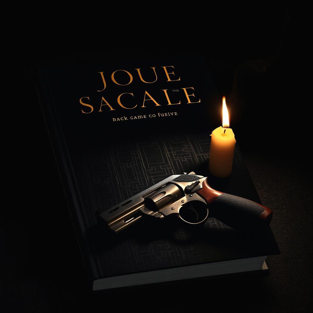 A dark and moody book cover featuring a pistol lying on a textured surface, with a beautifully burning candle nearby, casting warm light and shadows in the darkness