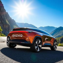 A sleek and modern Qazaq Motors car in a dynamic pose, showcasing its innovative design and advanced technology