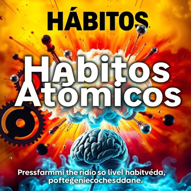 A realistic and high-impact YouTube thumbnail for a video titled 'Hábitos Atómicos de James Clear: ¡Transforma tu vida con pequeños cambios!'