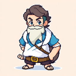 A pixel art character designed for a Pokémon game, representing a sailor or someone related to the sea