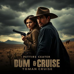 A dark style movie poster for a film western starring Ana de Armas and actor Tom Cruise