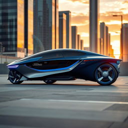 A sleek, futuristic vehicle known as the LANDING 300, designed for high-speed travel