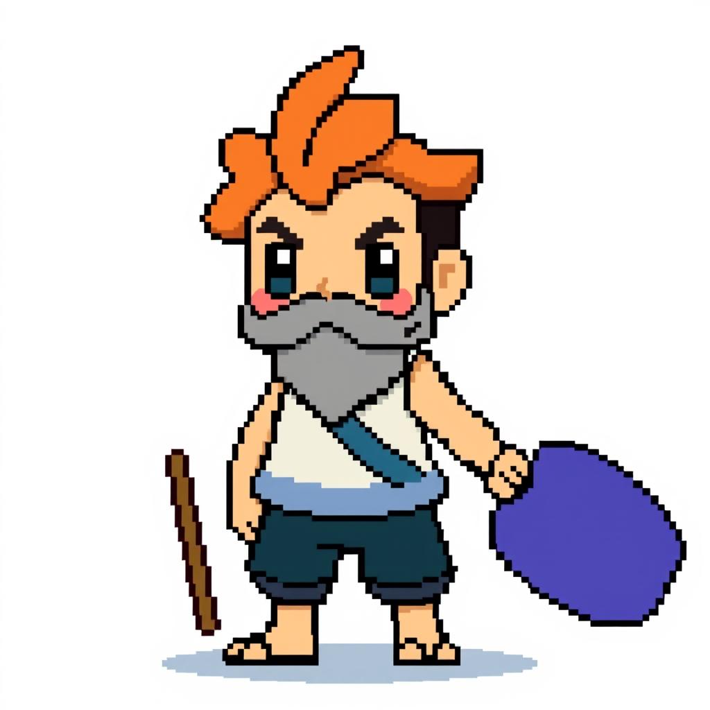 A pixel art character designed for a Pokémon game, created on a canvas of 128x128 pixels at 72dpi