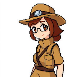 A simplified OverWorld pixel art character designed for a Pokémon game, created on a canvas of 128x128 pixels at 72dpi