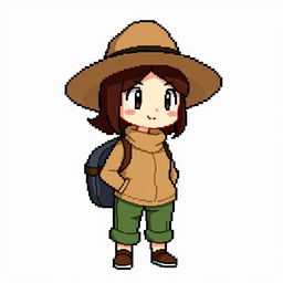 A simplified OverWorld pixel art character designed for a Pokémon game, created on a canvas of 128x128 pixels at 72dpi