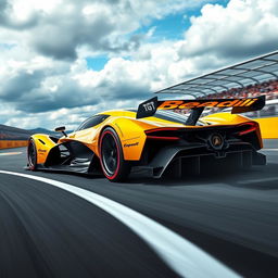 A futuristic concept of a Lamborghini F1 car, featuring sleek, aerodynamic lines and an aggressive stance