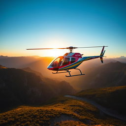 A stunning view of an Altai Motors helicopter in the sky over the beautiful landscapes of Kazakhstan