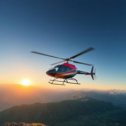 A stunning view of an Altai Motors helicopter in the sky over the beautiful landscapes of Kazakhstan