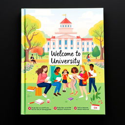 An engaging and aesthetically pleasing university guide for students, featuring vibrant illustrations and infographics