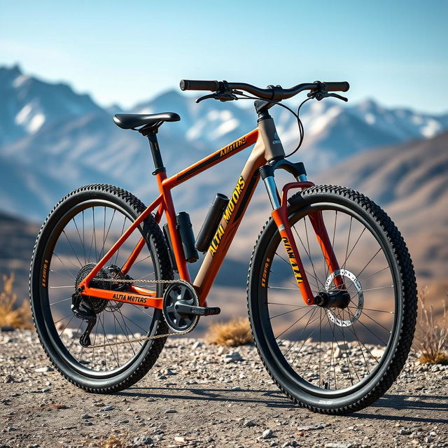 A sleek, modern bicycle design featuring the branding and logo of Altai Motors prominently on the frame