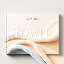 A stylish and modern towel brand book catalogue cover featuring a harmonious blend of warm light blue and beige colors