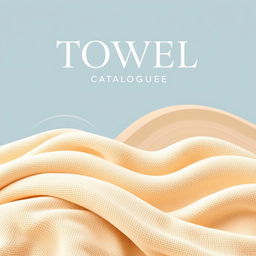 A stylish and modern towel brand book catalogue cover featuring a harmonious blend of warm light blue and beige colors