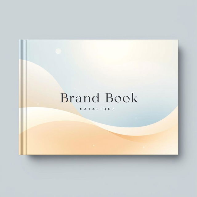 A modern and elegant brand book catalogue cover featuring a sophisticated combination of warm light blue and beige colors