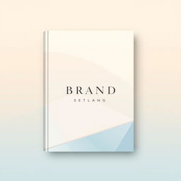 A modern and elegant brand book catalogue cover featuring a sophisticated combination of warm light blue and beige colors