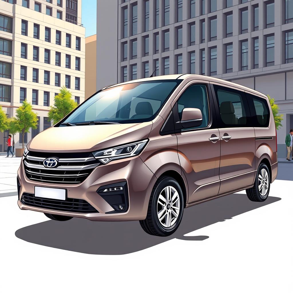 A detailed illustration of a Lada Largus minivan, showcasing its sleek design and spacious interior