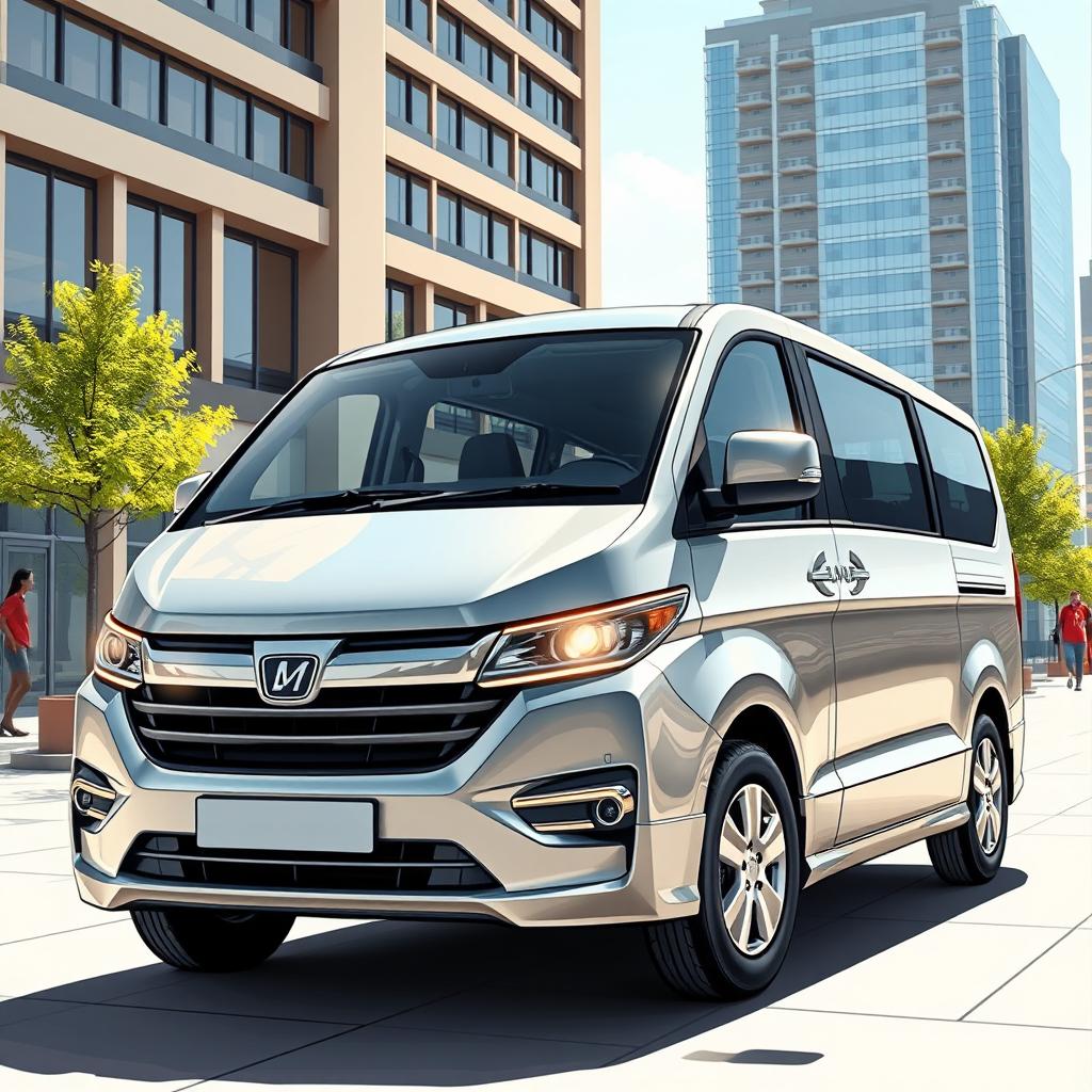 A detailed illustration of a Lada Largus minivan, showcasing its sleek design and spacious interior