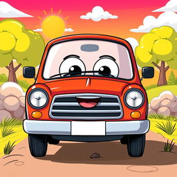 A cartoonish illustration of a Lada Largus car, characterized by bright, playful colors and exaggerated features