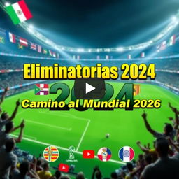 A dynamic and engaging thumbnail design for a YouTube video about the 2024 qualifiers for the 2026 World Cup