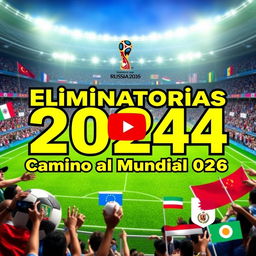 A dynamic and engaging thumbnail design for a YouTube video about the 2024 qualifiers for the 2026 World Cup