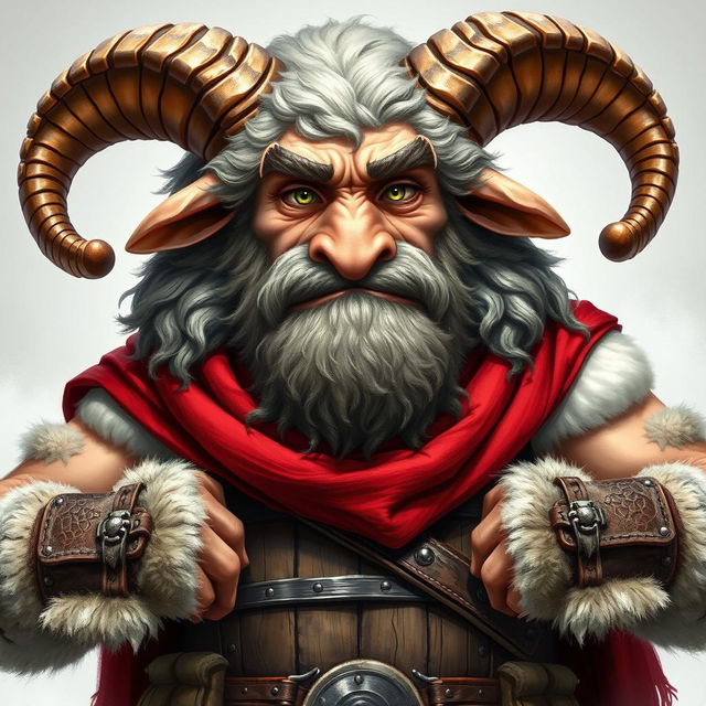 A detailed portrait of a huge, tough male anthropomorphic sheep character for Dungeon & Dragons