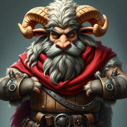 A detailed portrait of a huge, tough male anthropomorphic sheep character for Dungeon & Dragons