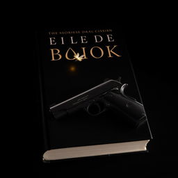 A dark book cover featuring a vintage pistol placed ominously on the side