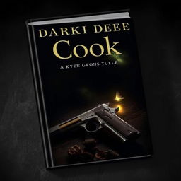 A dark book cover featuring a vintage pistol lying on a table, with a faintly glowing firefly flying nearby