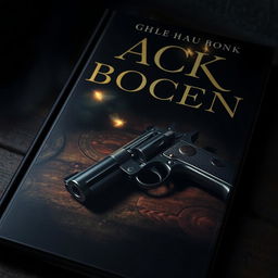 A dark book cover featuring a vintage pistol lying on a table, with a faintly glowing firefly flying nearby