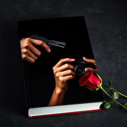 A dark book cover featuring a man's hand gripping a pistol