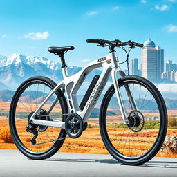 A futuristic KazAuto bicycle designed for Kazakhstan in the year 2030, featuring sleek aerodynamic lines, innovative materials, and high-tech components